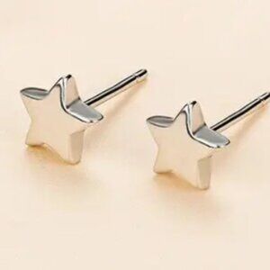 Silver Star Stud Earrings. 925 Sterling Silver. #1115
